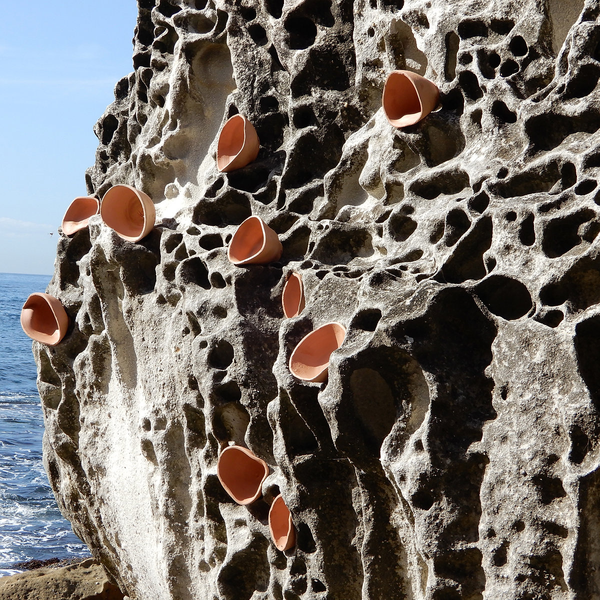 Spilt Imprint — ceramic vessels in coastal rock, Sculpture by the Sea 2019